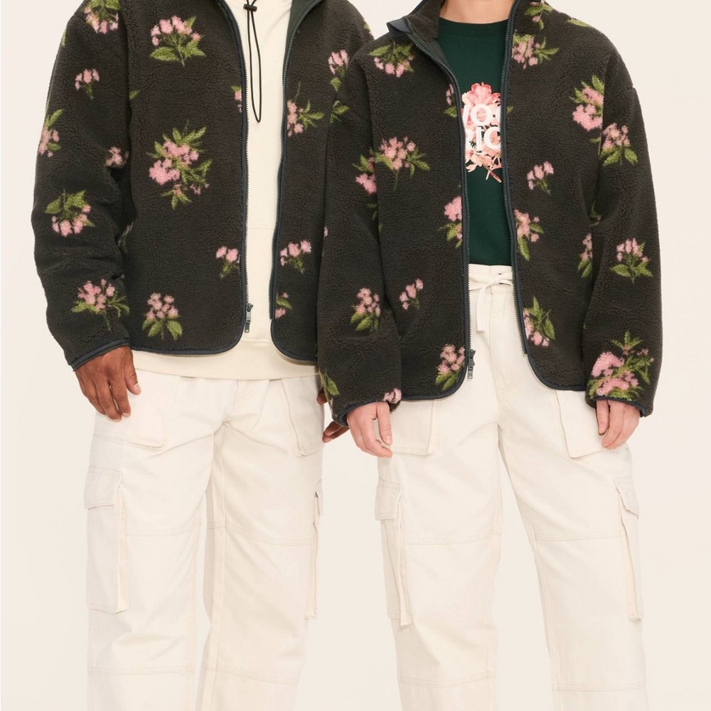 Woolrich x Target full zip fleece jacket olive floral unisex L